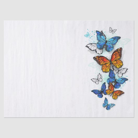 Flying Butterflies Morpho und Monarch Seidenpapier (Vorderseite)