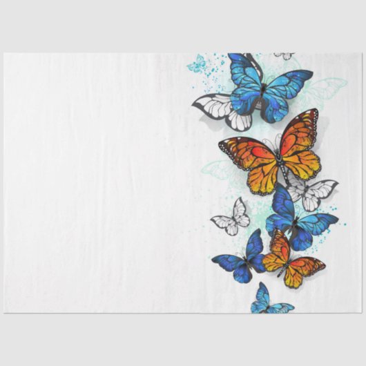 Flying Butterflies Morpho und Monarch Seidenpapier (Vorderseite)