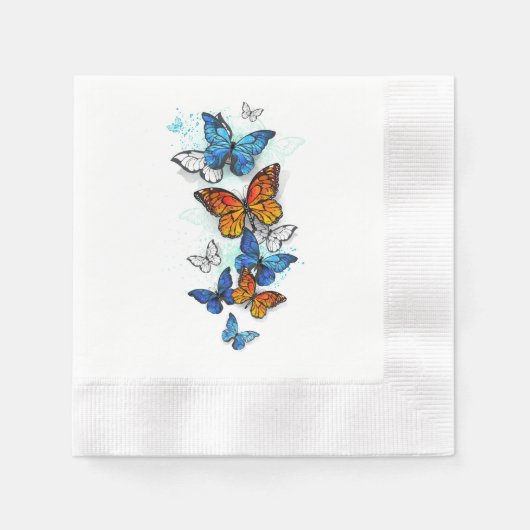 Flying Butterflies Morpho und Monarch Serviette (Vorderseite)