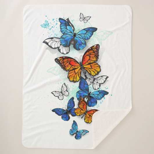 Flying Butterflies Morpho und Monarch Sherpadecke (Vorderseite)