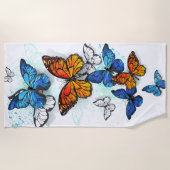 Flying Butterflies Morpho und Monarch Strandtuch (Vorderseite)