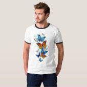 Flying Butterflies Morpho und Monarch T-Shirt (Vorne ganz)
