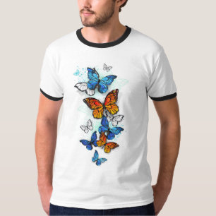 Flying Butterflies Morpho und Monarch T-Shirt