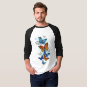 Flying Butterflies Morpho und Monarch T-Shirt (Vorne ganz)