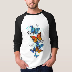 Flying Butterflies Morpho und Monarch T-Shirt
