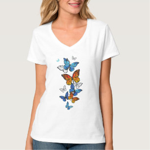 Flying Butterflies Morpho und Monarch T-Shirt