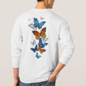 Flying Butterflies Morpho und Monarch T-Shirt (Rückseite)