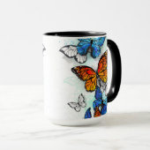 Flying Butterflies Morpho und Monarch Tasse (VorderseiteRechts)