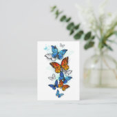 Flying Butterflies Morpho und Monarch Telefonnummerkarte (Stehend Vorderseite)