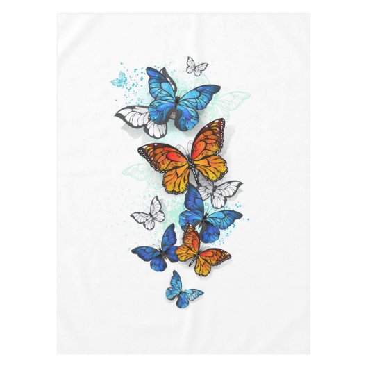 Flying Butterflies Morpho und Monarch Tischdecke (Vorderseite)