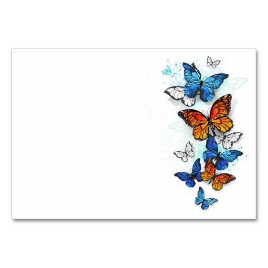 Flying Butterflies Morpho und Monarch Tischnummer (Vorderseite)