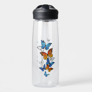 Flying Butterflies Morpho und Monarch Trinkflasche