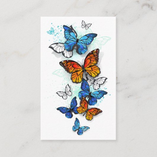 Flying Butterflies Morpho und Monarch Visitenkarte (Vorderseite)