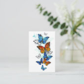 Flying Butterflies Morpho und Monarch Visitenkarte (Stehend Vorderseite)