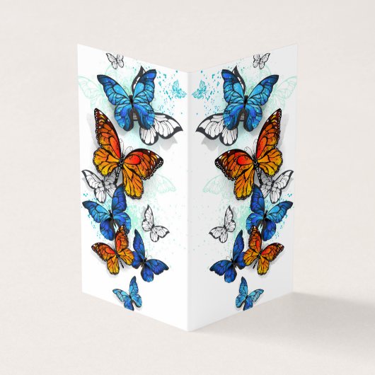 Flying Butterflies Morpho und Monarch Visitenkarten (Vorderseite)