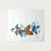 Flying Butterflies Morpho und Monarch Wandteppich (Vorderseite (Horizontal))