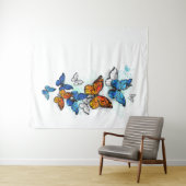 Flying Butterflies Morpho und Monarch Wandteppich (Beispiel (Horizontal))