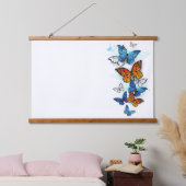 Flying Butterflies Morpho und Monarch Wandteppich Mit Holzrahmen (Schlafzimmer)
