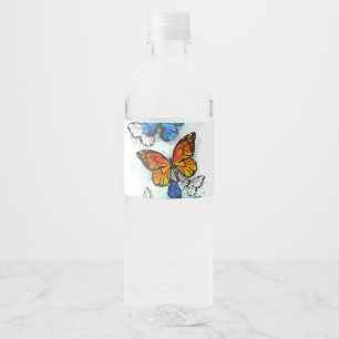 Flying Butterflies Morpho und Monarch Wasserflaschenetikett