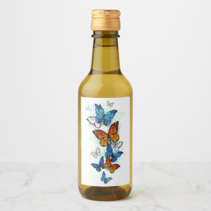 Flying Butterflies Morpho und Monarch Weinetikett