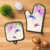 Flying Butterflies Oven Mitt & Pot Holder Set (Oben Unten)