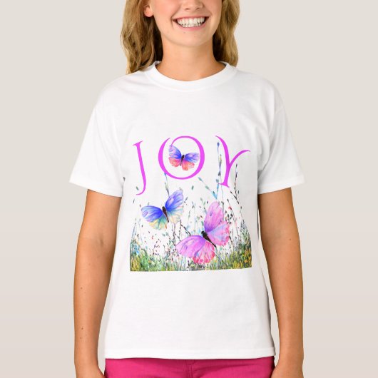 Flying Butterflies T - Shirt mit Text - Joy (Vorderseite)