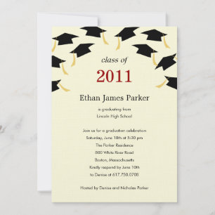 Flying Caps Graduation Party Invitation Einladung