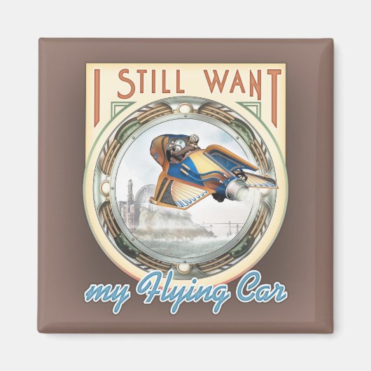 Flying Car Square Magnet (Vorne)