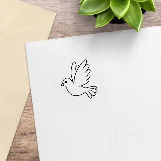 Flying Cartoon Dove Bird 1x1 Gummistempel
