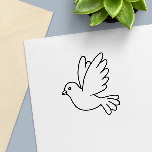 Flying Cartoon Dove Bird Color Me Permastempel