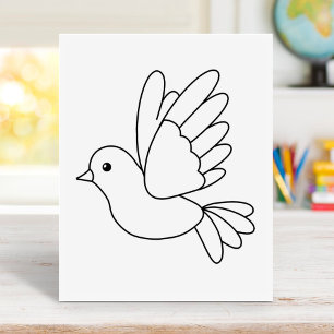 Flying Cartoon Dove Bird Farbing Page Gummistempel