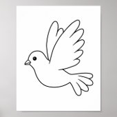 Flying Cartoon Dove Bird Farbing Page Poster (Vorne)