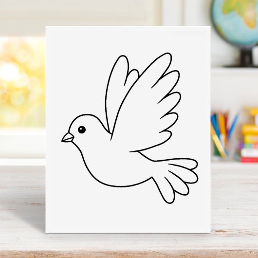Flying Cartoon Dove Bird Farbing Page Poster