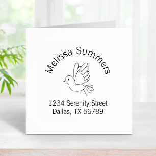 Flying Cartoon Dove Taube Bird Rücksendeadresse Gummistempel