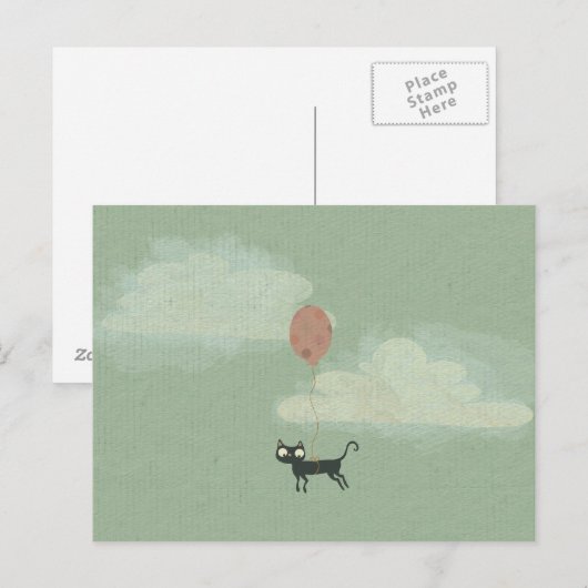 Flying Cat Postcard Postkarte (Vorne/Hinten)