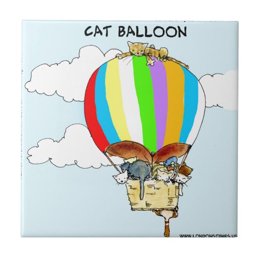 Flying Cats Funny Cartoon Fliese (Vorderseite)