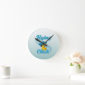 Flying Chick #3 Runde Wanduhr (Zuhause)