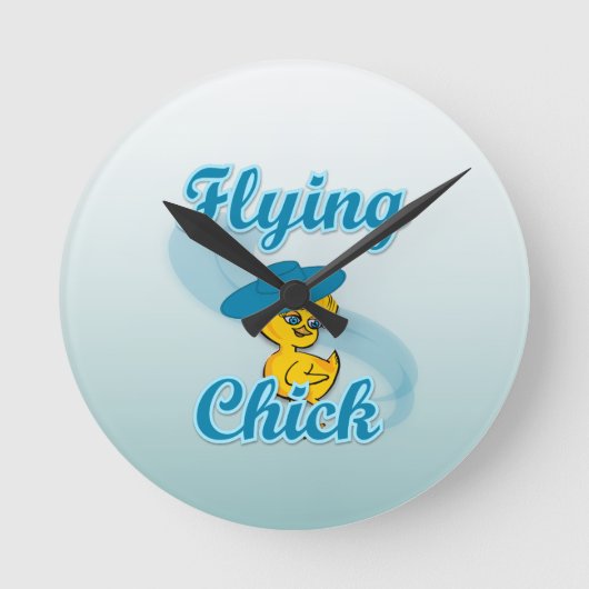 Flying Chick #3 Runde Wanduhr (Vorderseite)
