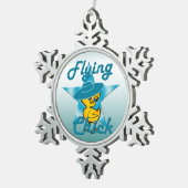 Flying Chick #7 Schneeflocken Zinn-Ornament (Rechts)