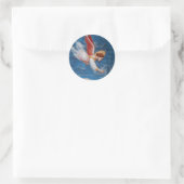 FLYING CHRISMAS ANGEL IN BLUE SKY, FERIENPARTEI RUNDER AUFKLEBER (Tasche)