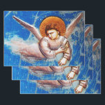 FLYING CHRISTMAS ANGEL IN BLUE SKY GESCHENKPAPIER SET<br><div class="desc">Flight to Egypt,  Angel detail from Cappella  Scrovegni Giotto di Bondone  1267 - 1337. Italian Medieval fine art masterpiece, </div>