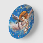 FLYING CHRISTMAS ANGEL IN BLUE SKY RUNDE WANDUHR (Winkel)