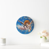 FLYING CHRISTMAS ANGEL IN BLUE SKY RUNDE WANDUHR (Zuhause)