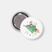 Flying Christmas Tree Santa Cat Magnet (Vorderseite/Rückseite)