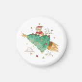 Flying Christmas Tree Santa Cat Magnet (Vorne)