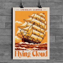Flying Cloud American Clipper Ship Vintage Poster