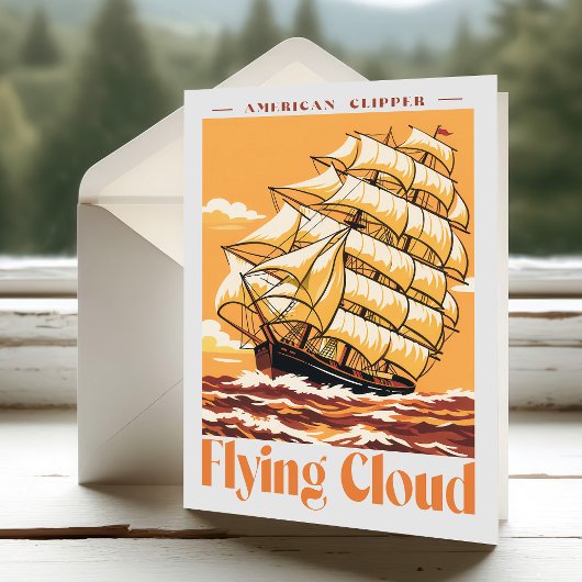 Flying Cloud American Clipper Ship Vintage Poster Dankeskarte