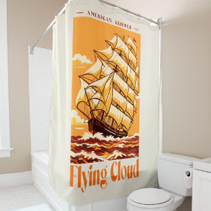 Flying Cloud Amerikanisches Clipper-Schiff Vintage Duschvorhang