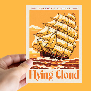 Flying Cloud Amerikanisches Clipper-Schiff Vintage Postkarte