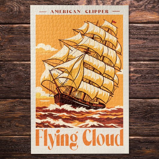 Flying Cloud Amerikanisches Clipper-Schiff Vintage Puzzle